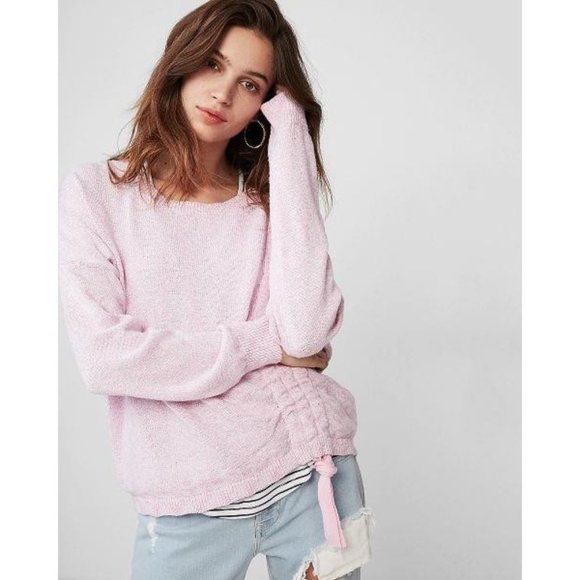 Express Marled Asymmetrical Ruched Pullover Sweater XS - Picture 2 of 7